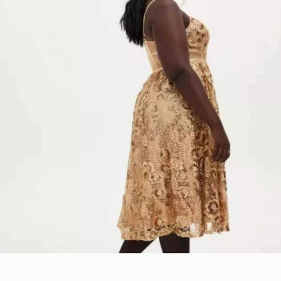 Torrid Gold Lace Midi Dress - Picture 4 of 5